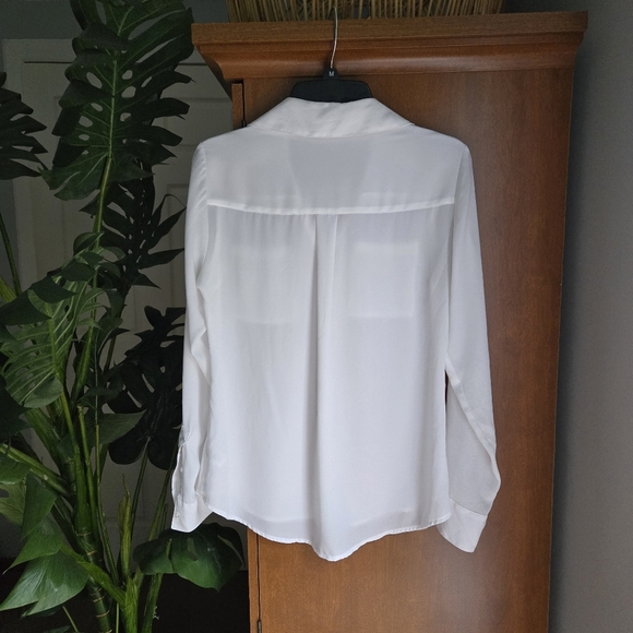 Express Sheer White Portfolino Blouse Size Small - Picture 2 of 5